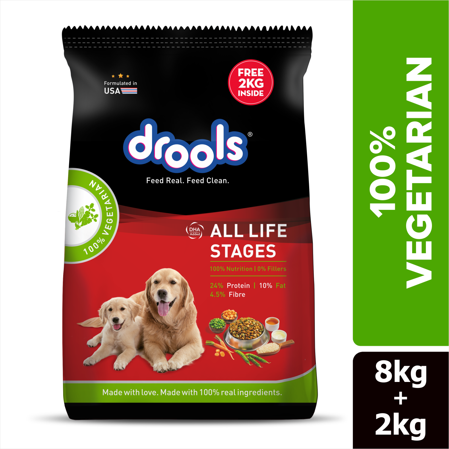 Drools 100% Vegetarian Puppy and Adult Dog Veg Dry Food (All Life Stages)
