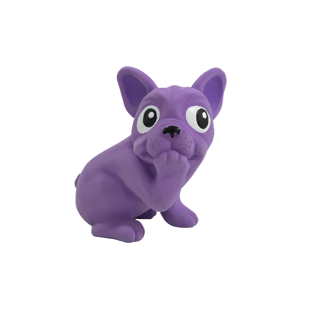 Outward Hound Tootiez Grunting French Bulldog Chew Toy for Dogs (Purple)
