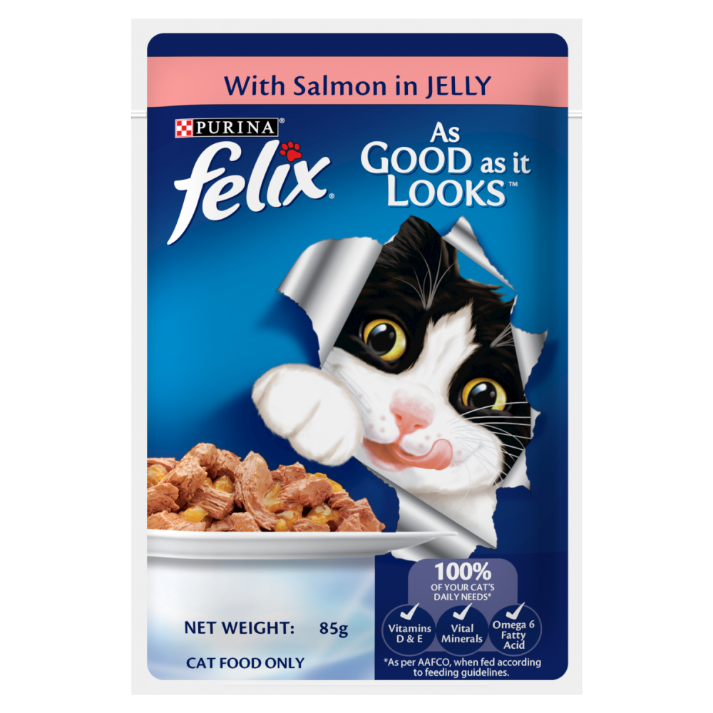 Purina Felix Salmon with Jelly Adult Complete and Balanced Cat Wet Food (85g)