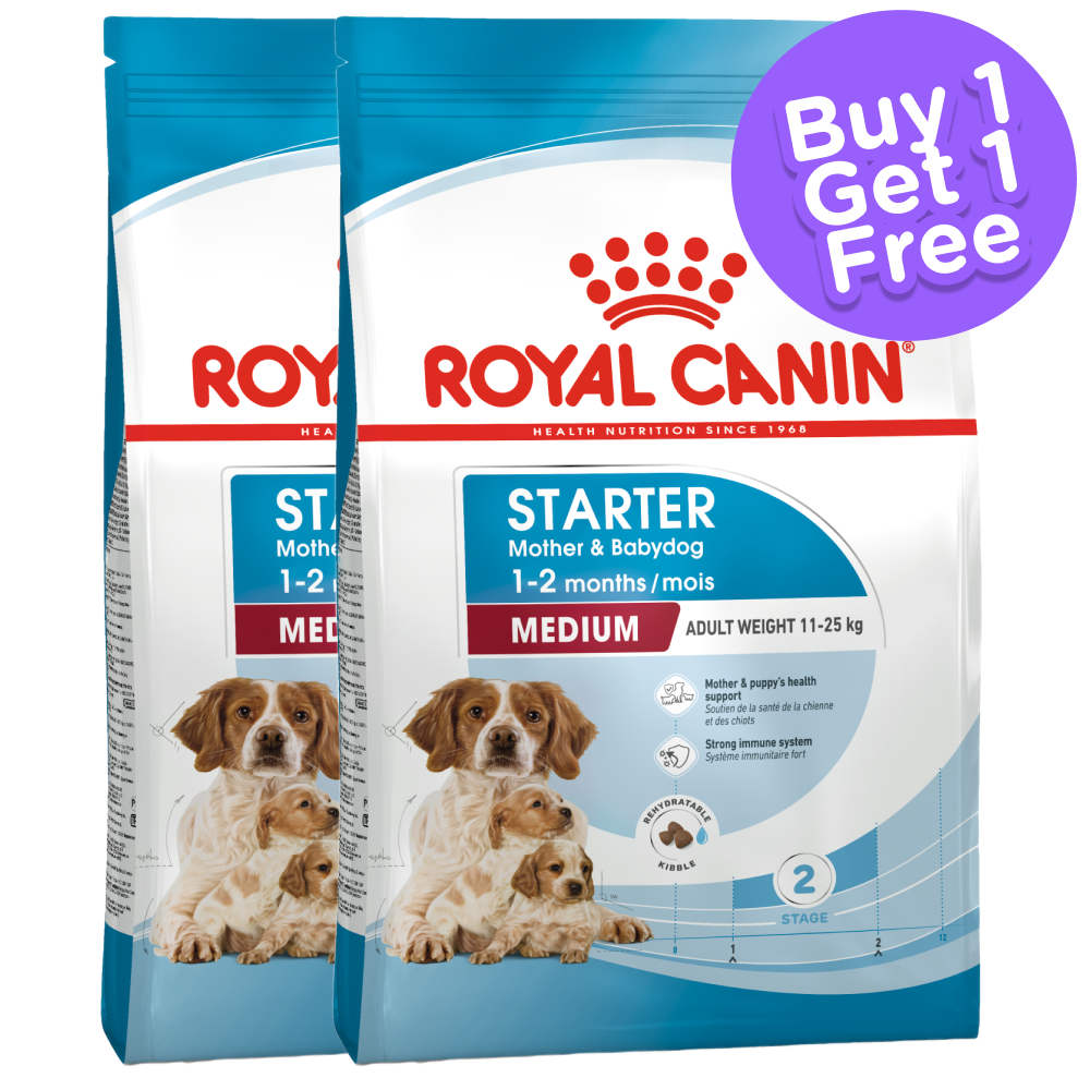 Royal Canin Medium Starter Dry Food for Medium Breed Dog and Puppies (Buy 1 Get 1) (Limited Shelf Life)