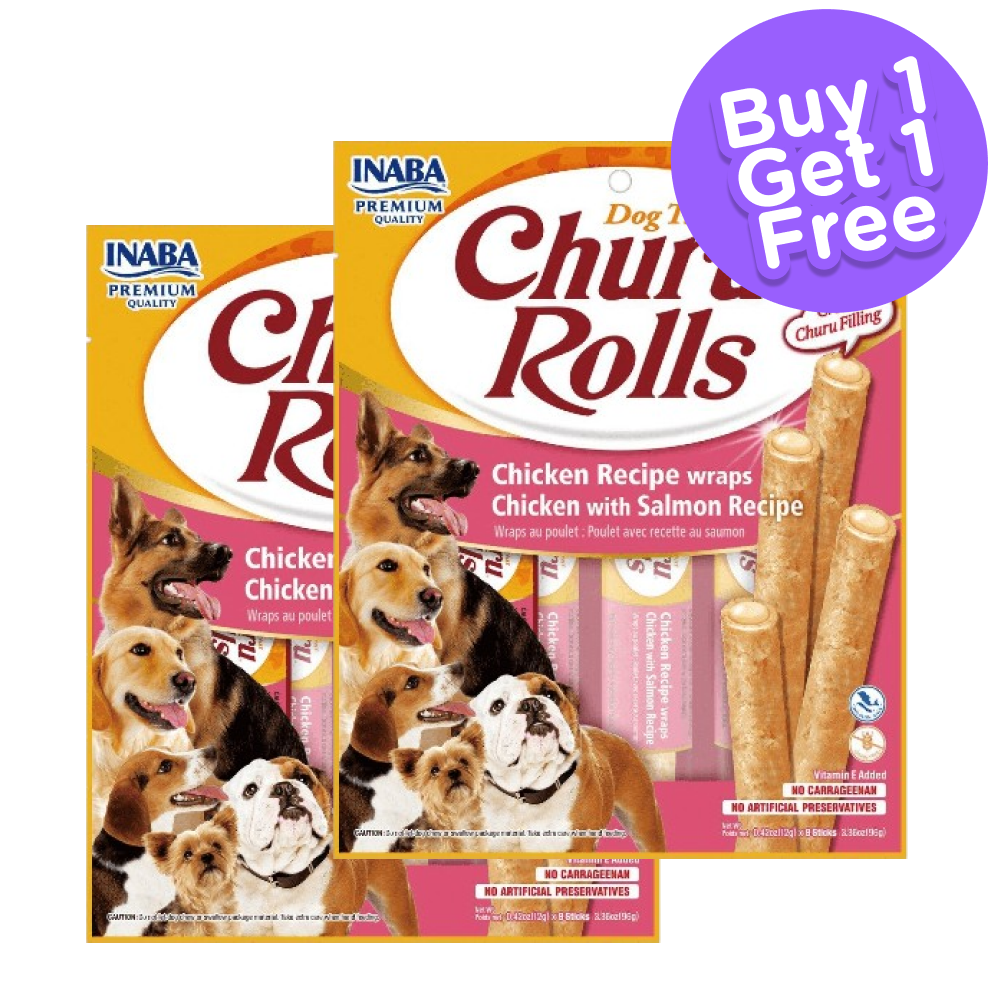 INABA Churu Roll Chicken Recipe Wraps Chicken with Salmon Recipe Dog Treats (Buy 1 Get 1) (Limited Shelf Life)