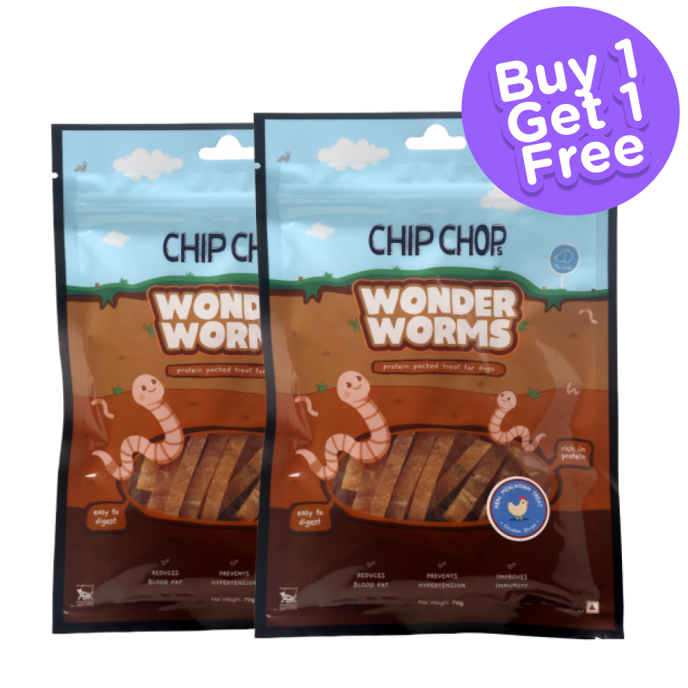 Chip Chops Wonder Worms Dried Chicken Strip with Mealworm Dog Treats (Limited Shelf Life) (Buy 1 Get 1)