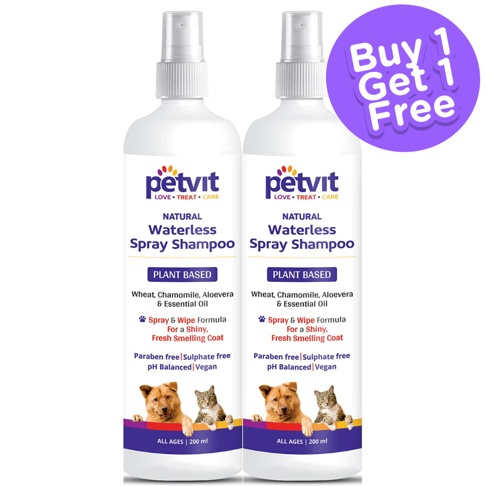 Petvit Plant Based Natural Waterless Shampoo for Dogs (Buy 1 Get 1) (Limited Shelf Life)