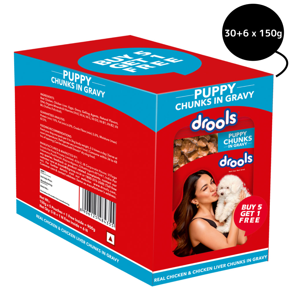 Drools Real Chicken & Chicken Liver Chunks in Gravy Puppy Dog Wet Food