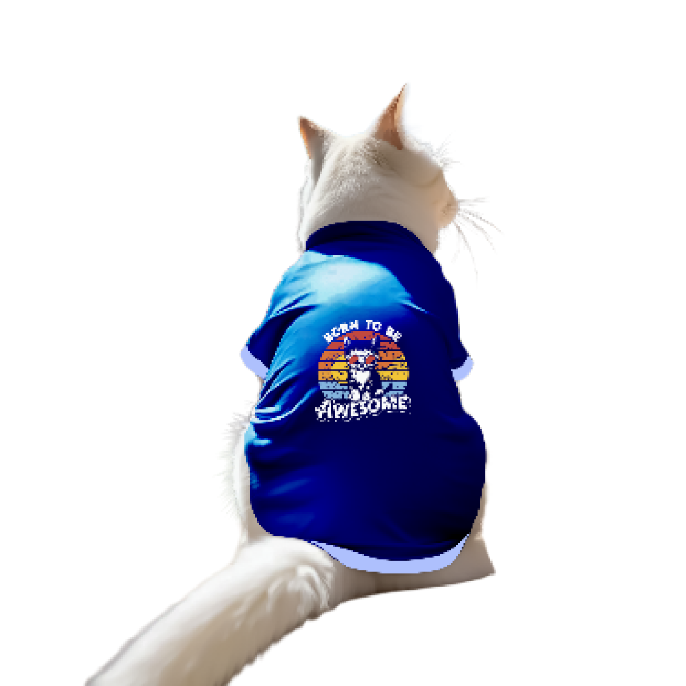 Cheeku Awsome Graphic Cotton T Shirt for Cats (Blue)