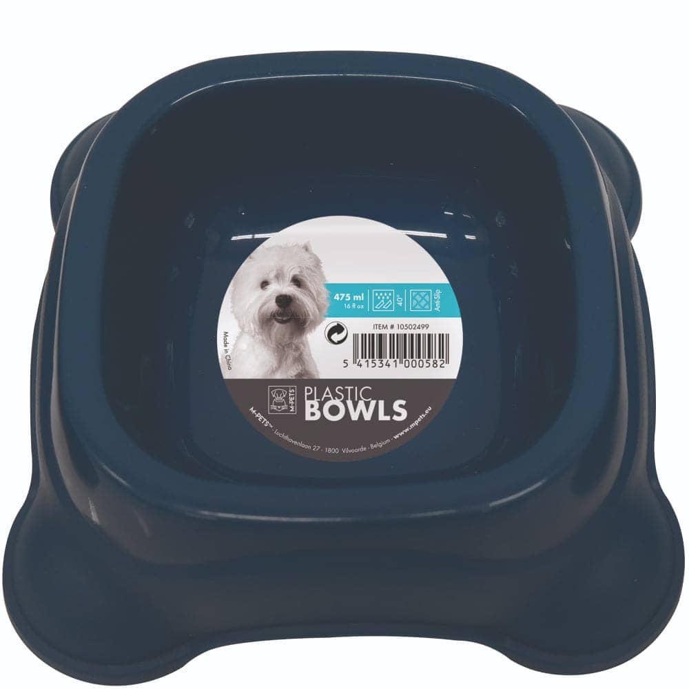 M Pets Plastic Single Bowl for Dogs (Grey)