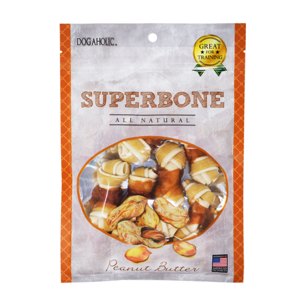 Dogaholic Superbone Peanut Butter Knotted Dog Treats