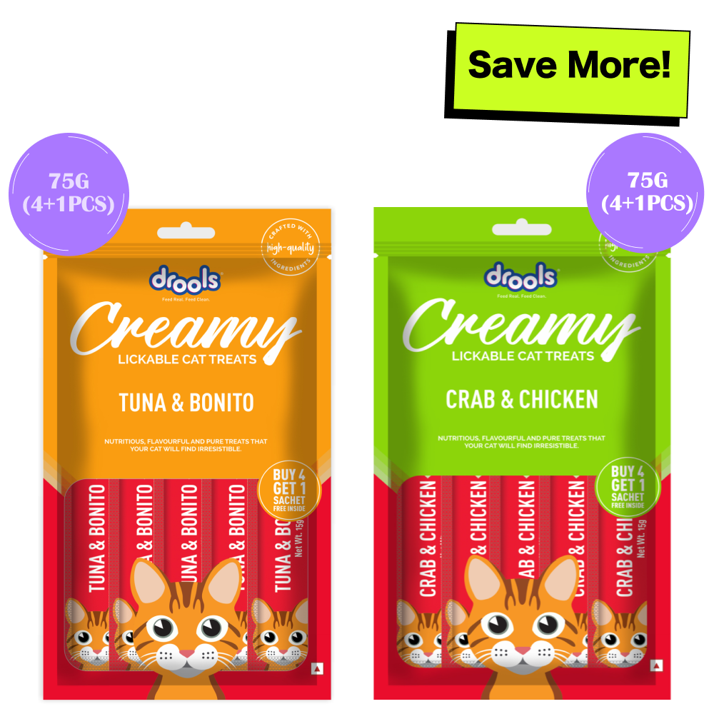 Drools Tuna & Bunito and Crab & Chicken Creamy Cat Treats Combo