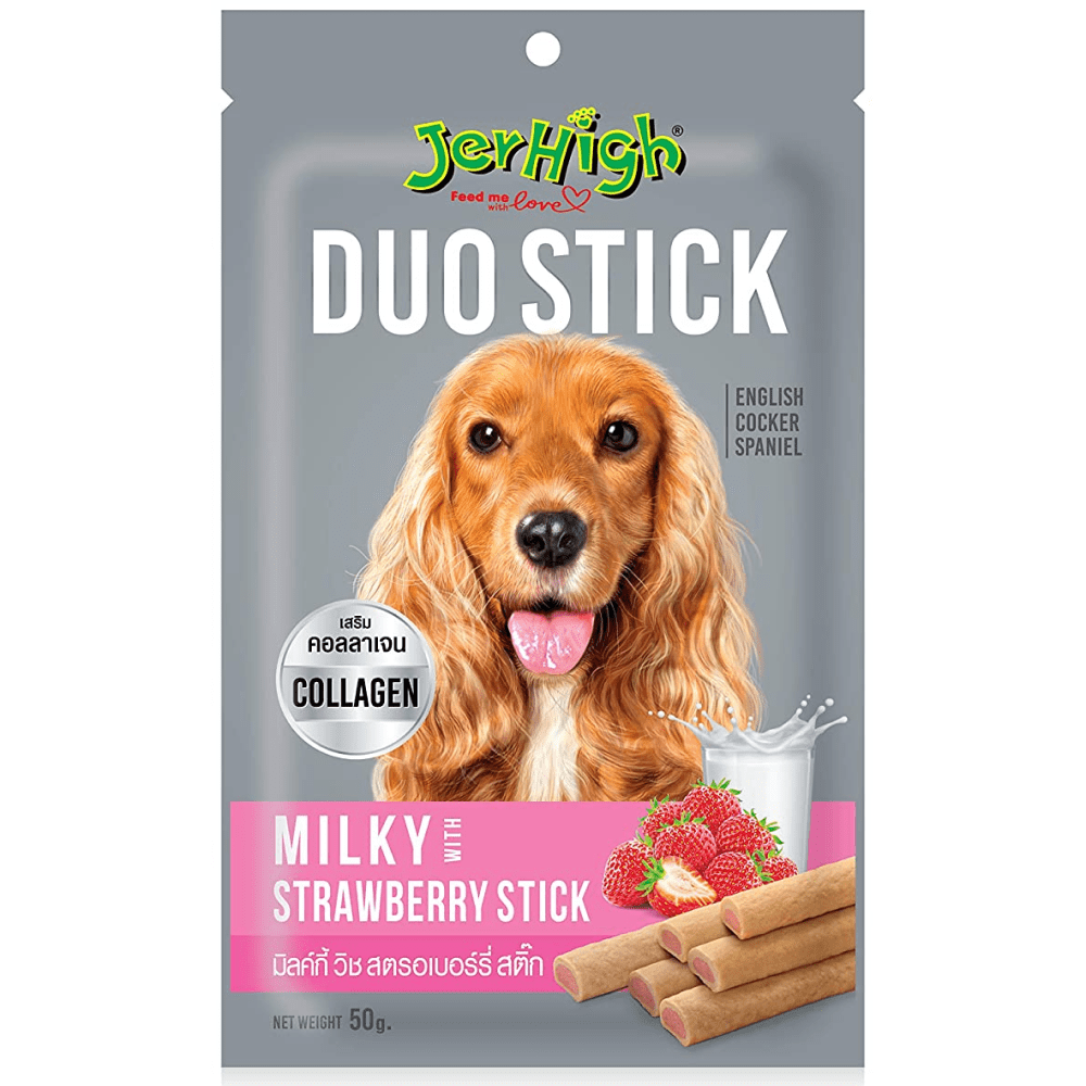 JerHigh Milky With Strawberry Duo Stick Dog Treat (Limited Shelf Life)