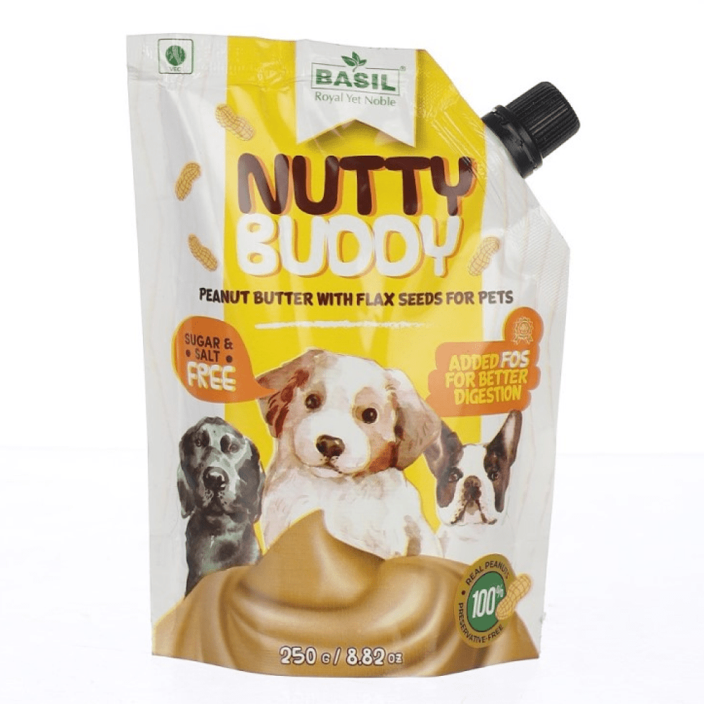 Basil Nutty Buddy Peanut Butter with Flax Seeds For Dogs (Limited Shelf Life)