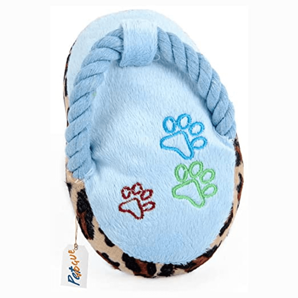 Pet Vogue Sandal Shaped Plush Toy for Dogs (Blue) | For Soft Chewers(16.5x10cm)