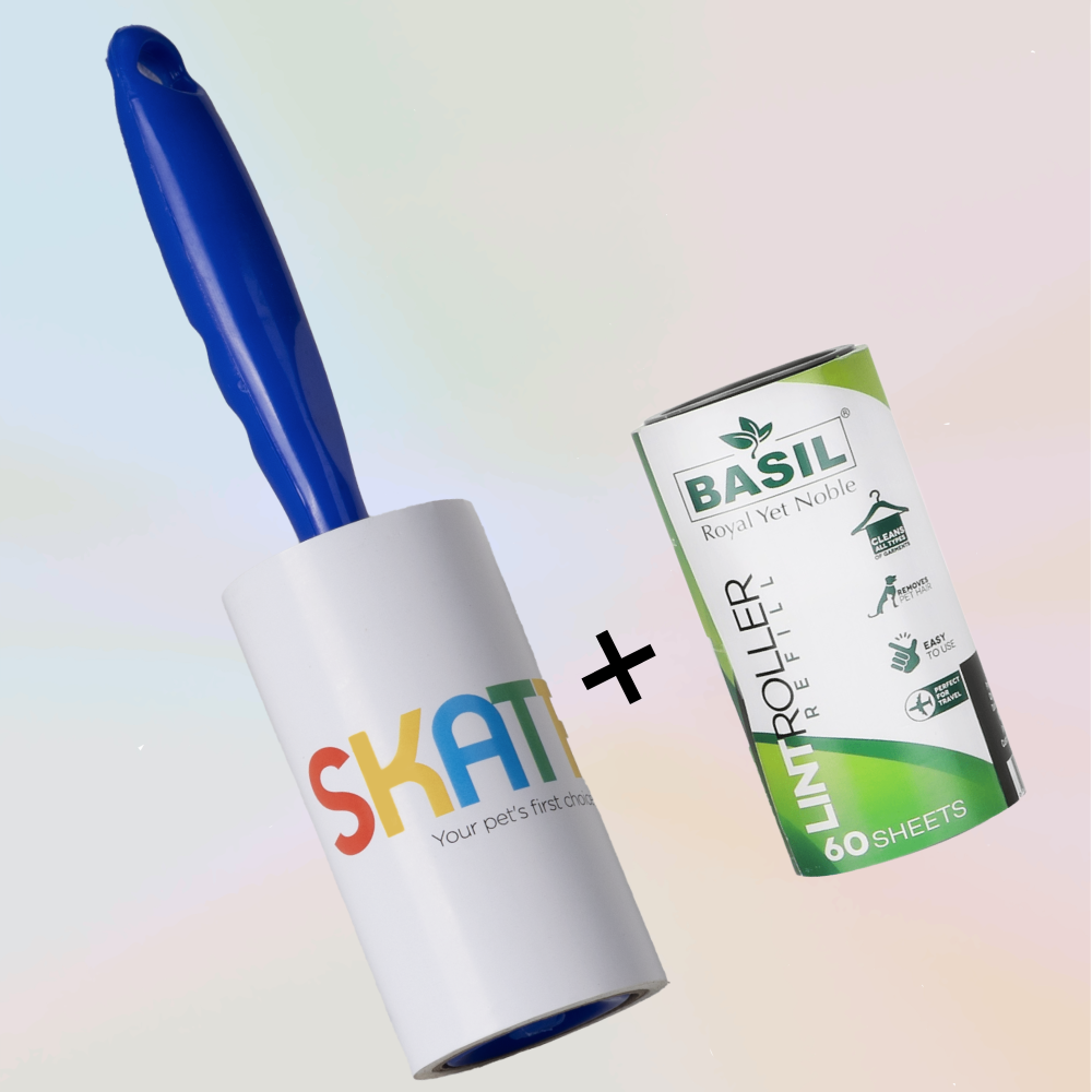 Skatrs Super Lint Roller and Basil Lint Refill  for Dogs and Cats Combo