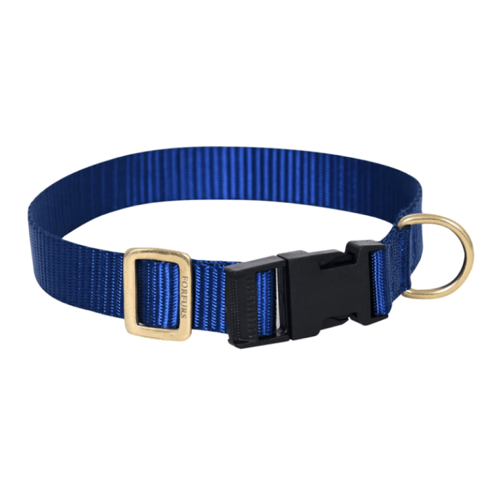 Forfurs Classic Snap Brass Hardware Collar for Dogs (Navy Blue)