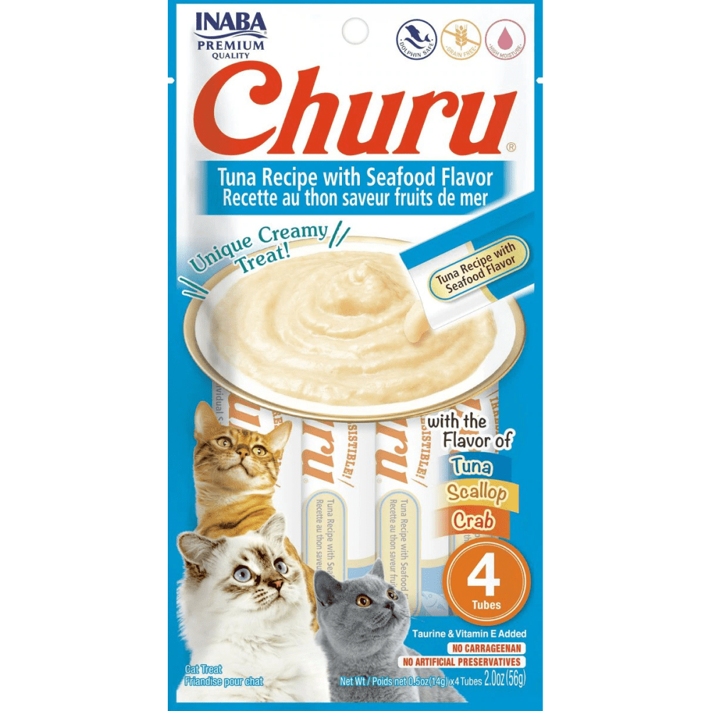 INABA Churu Tuna Recipe with Seafood Flavoured Cat Treats