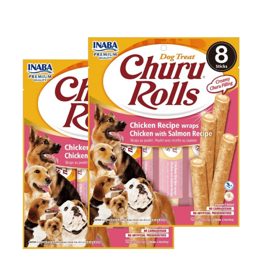 INABA Churu Roll Chicken Recipe Wraps Chicken with Salmon Recipe Dog Treats
