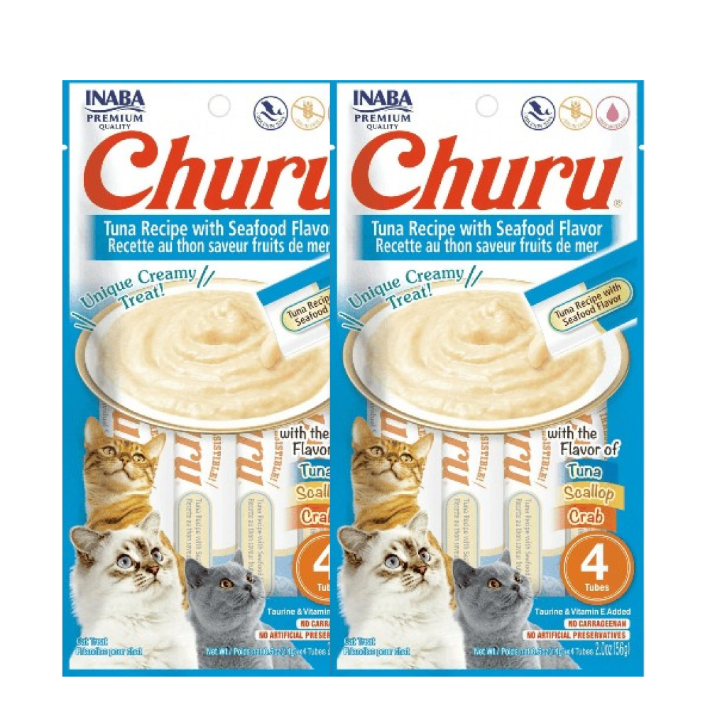 INABA Churu Tuna Recipe with Seafood Flavoured Cat Treats