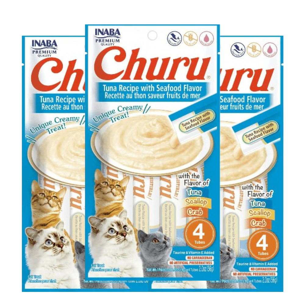 INABA Churu Tuna Recipe with Seafood Flavoured Cat Treats