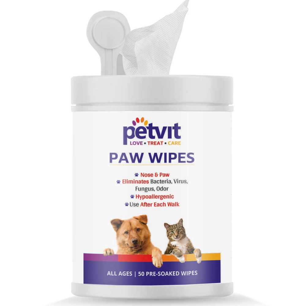 Petvit Paw & Nose Wipes for Dogs and Cats(50 Wipes)