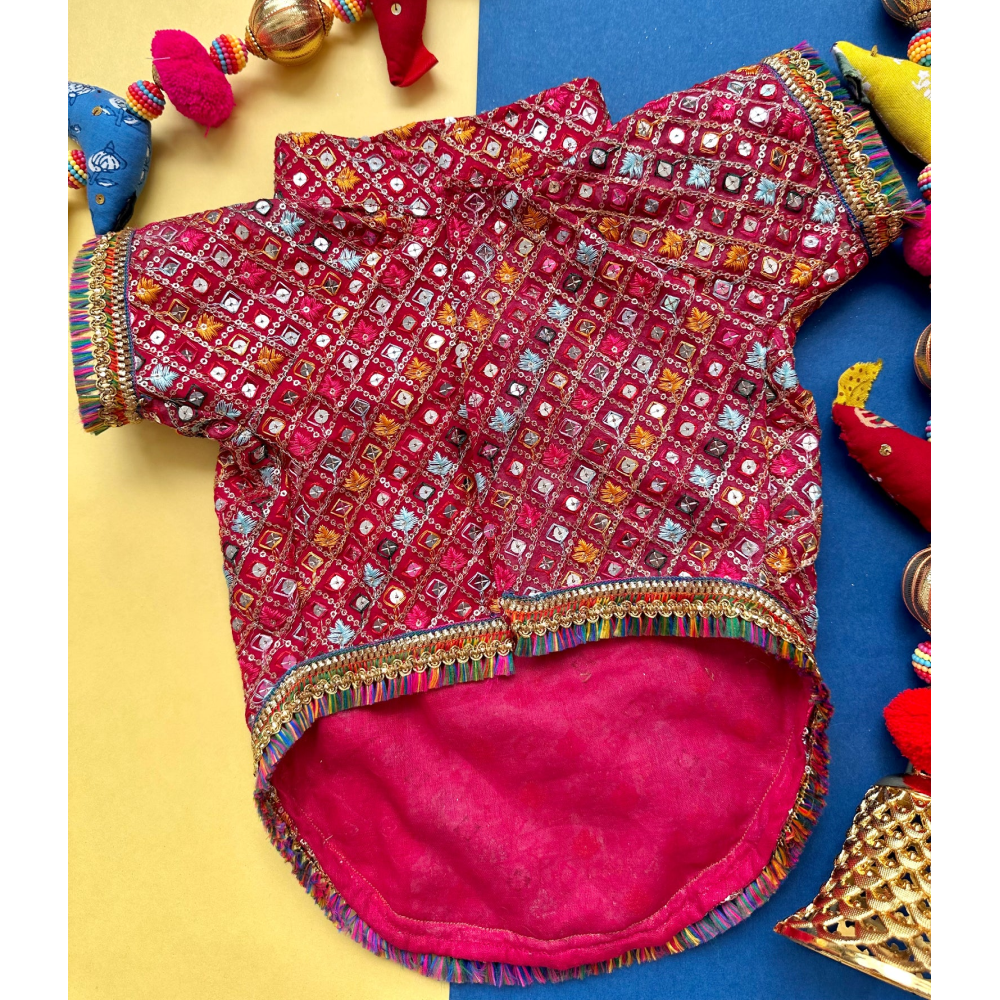 Furvanity Jodhpuri Mirror Work Sherwani for Dogs and Cats (Magenta)