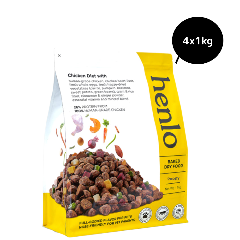 Henlo Chicken & Vegetable Baked Dry Food for Puppies | 100% human grade ingredients