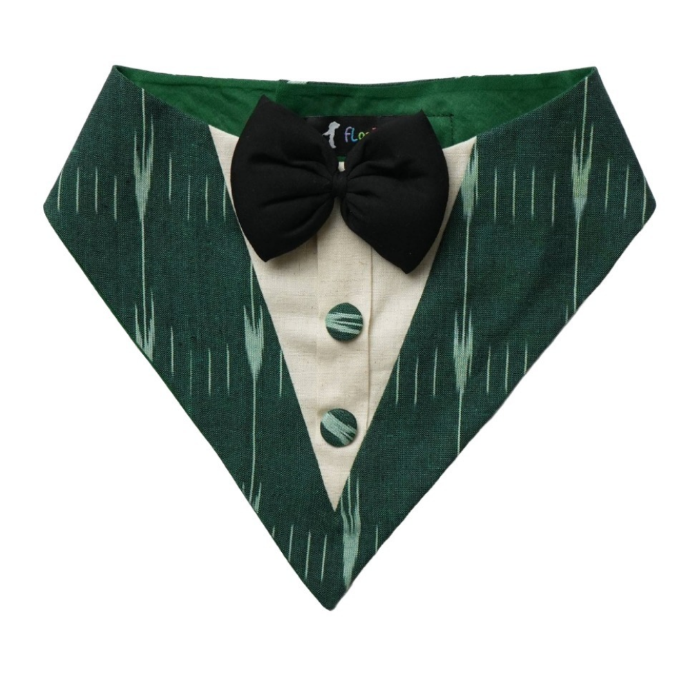 Floof & Co Ikat Tux Bandana for Dogs (Green)