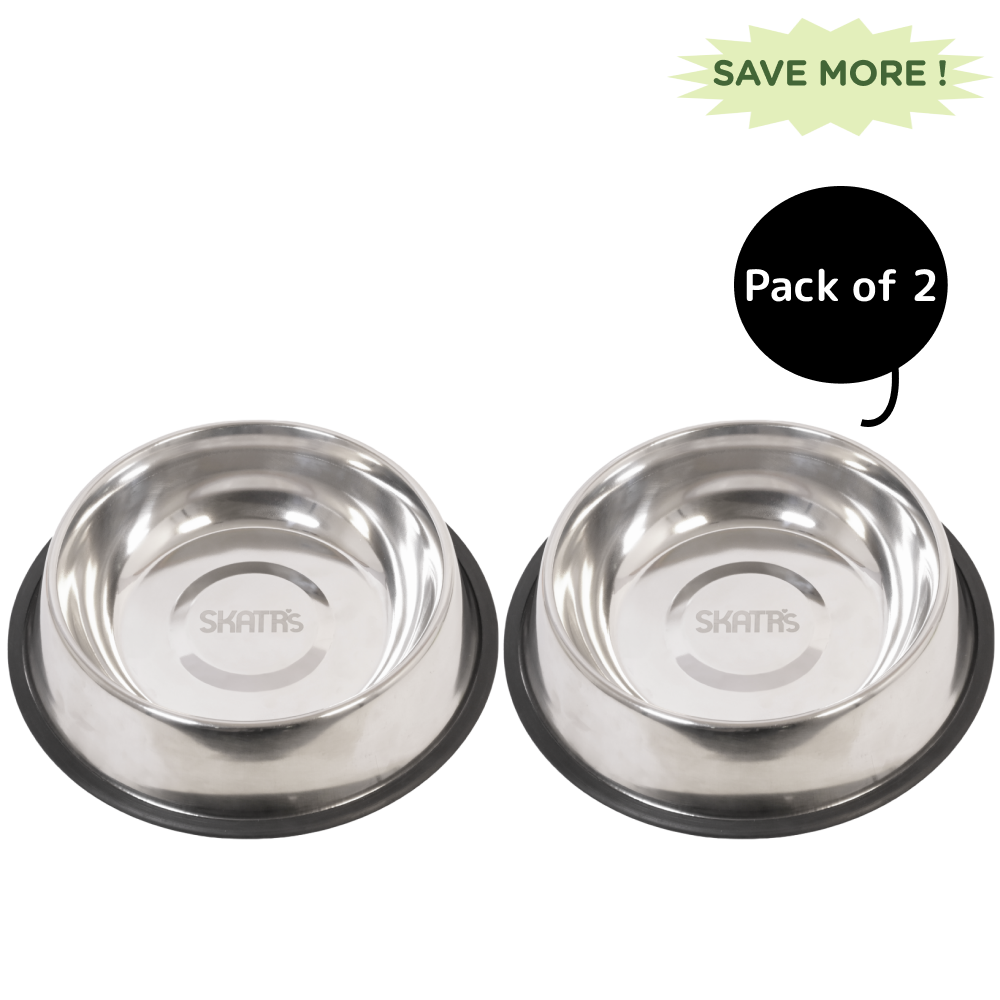 Skatrs Anti Skid Stainless Steel Bowl for Dogs and Cats