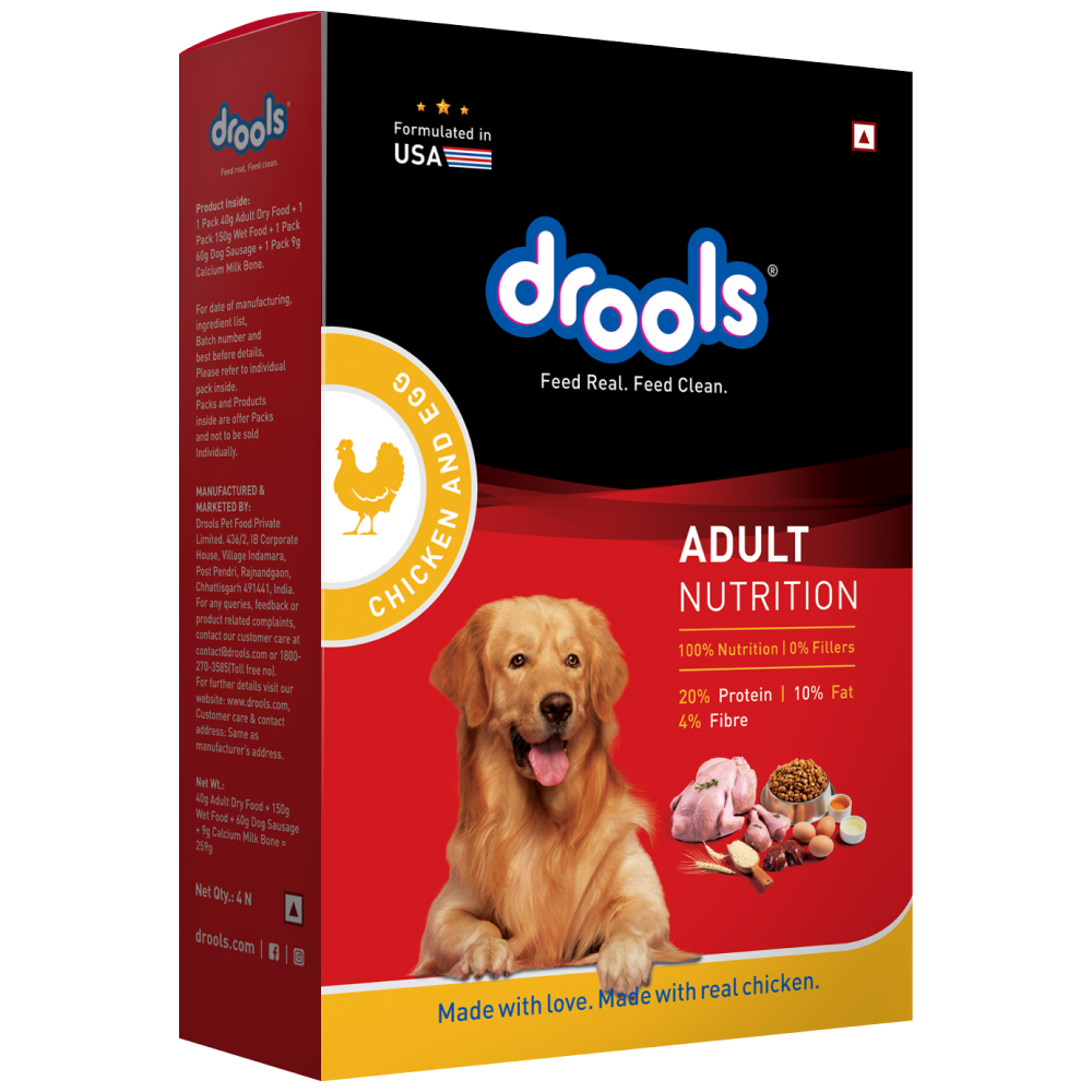Drools Chicken and Egg Adult Dog Dry Food Box