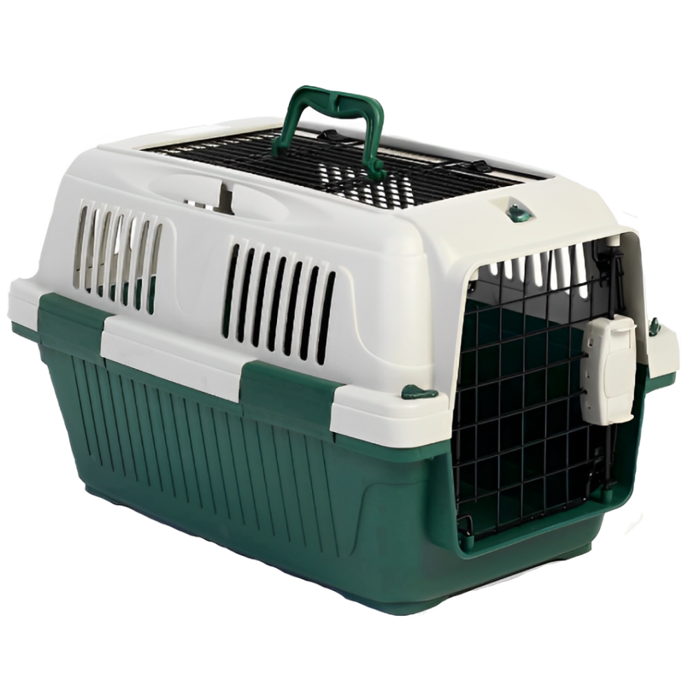 NutraPet AKASA Approved Closed Top Open Grill Carrier Box for Dogs and Cats (Dark Green)