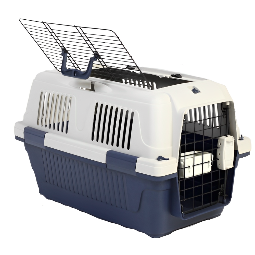 NutraPet AKASA Approved Closed Top Open Grill Carrier Box for Dogs and Cats (Dark Blue)