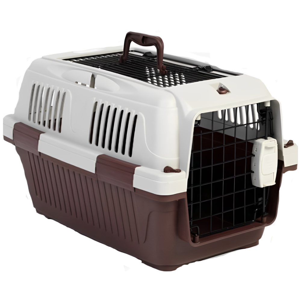 NutraPet AKASA Approved Closed Top Open Grill Carrier Box for Dogs and Cats (Dark Red)