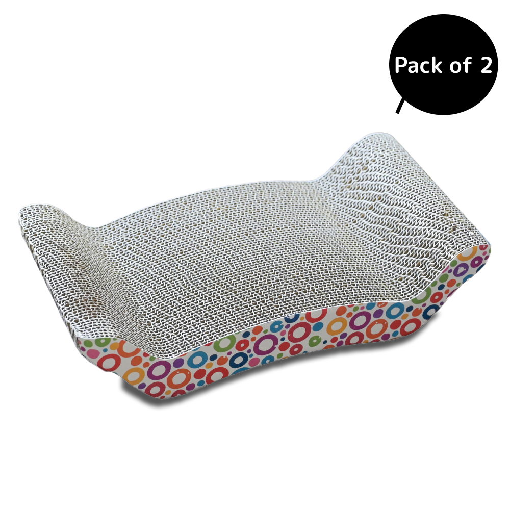 Skatrs Whisker Wonder Corrugated Cardboard Cat Scratcher with 2g Premium Catnip Free