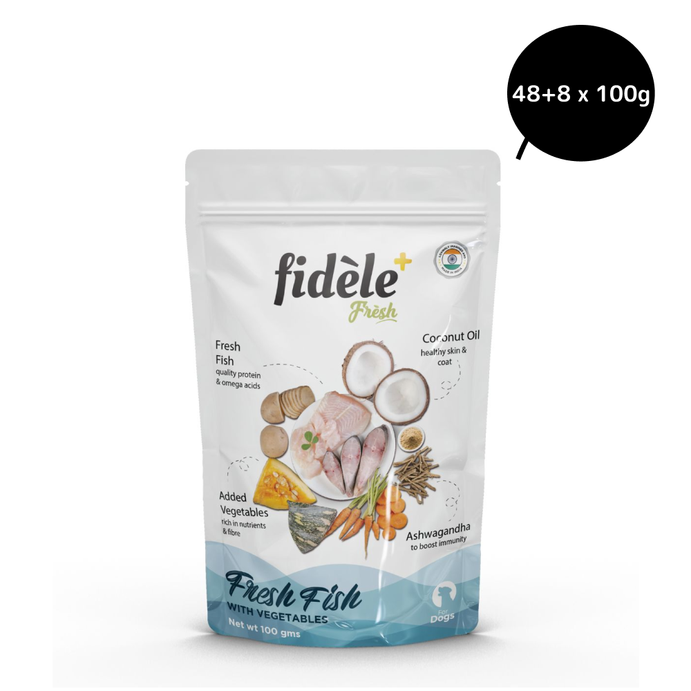 Fidele Plus Fresh Fish with Vegetables Dog Wet Food (Get Free Skatrs Toy)