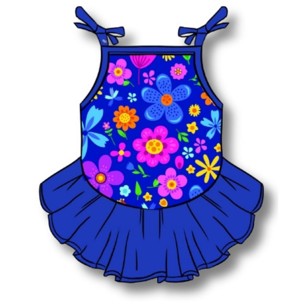 Cutiepaw Sleeveless Stretchable Dress for Dogs and Cats (Neon Blue)