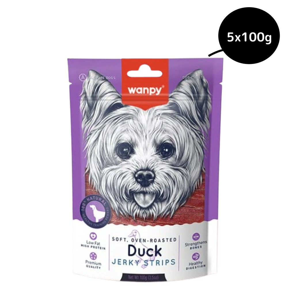 Wanpy Oven Roasted Soft Duck Jerky Strips Dog Treats