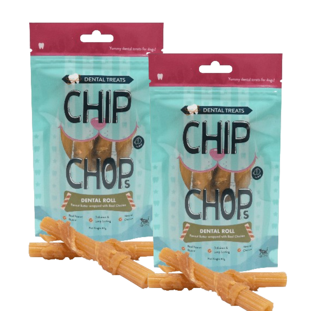 Chip Chops Dental Roll Peanut Butter Wrapped with Real Chicken Dog Treats