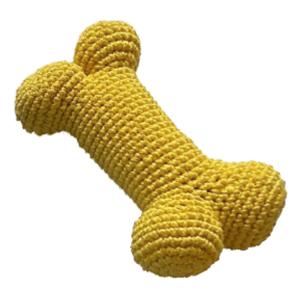 Captain Zack Crochet Bone Bisquit Toy for Dogs (Yellow)