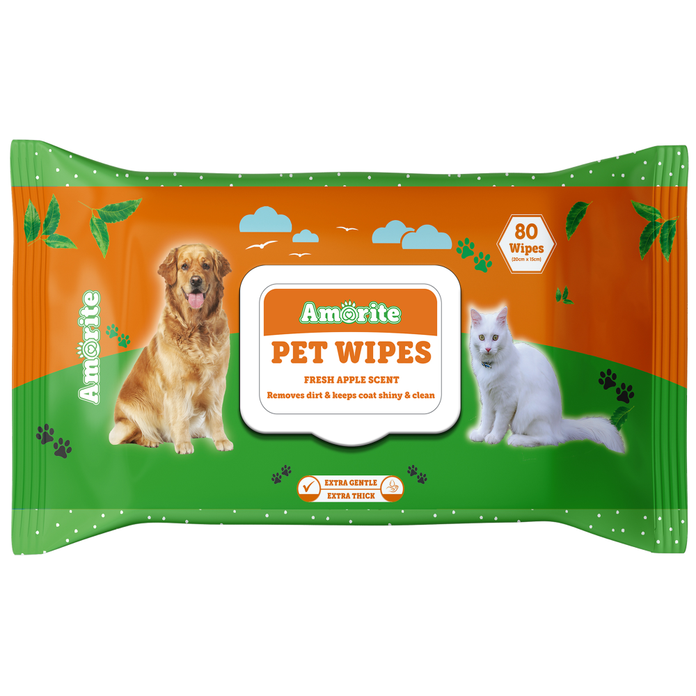 Amorite Apple Scented Biodegradable Wipes for Dogs and Cats