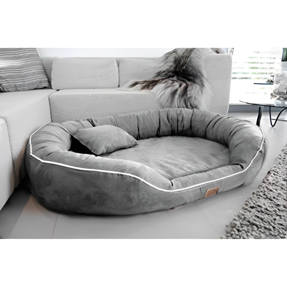 Petitude Premium Slip Resistant Bottom Beds for Dogs and Cats (Grey/White)