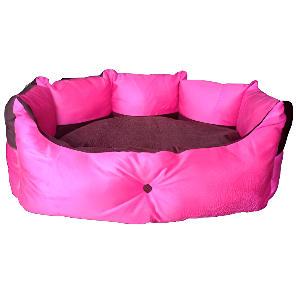 Petitude Reversable Dual Color Ultra Soft Velvet Bed for Dogs and Cats (Pink/Brown)
