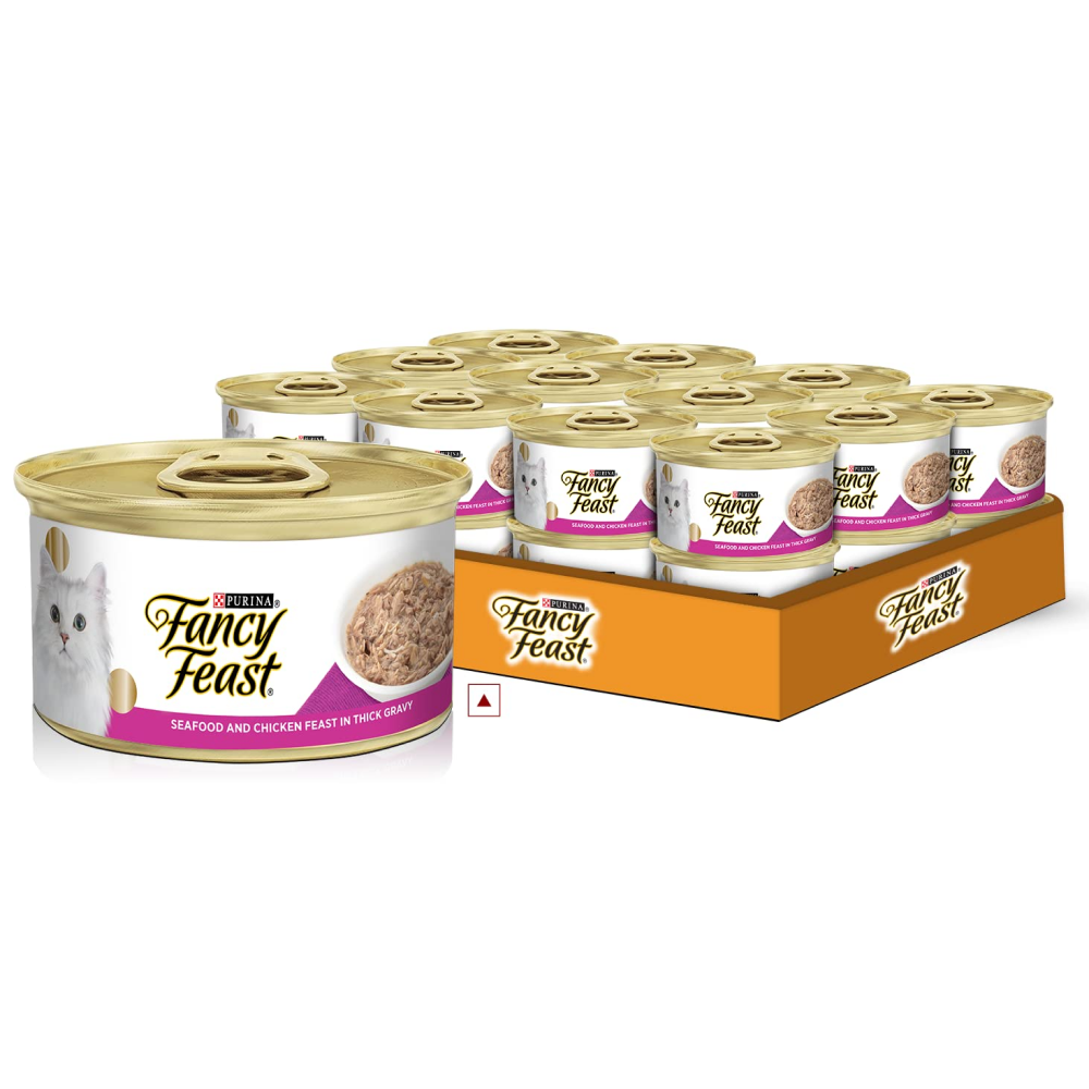 Purina Fancy Feast Seafood and Chicken Feast in Thick Gravy Cat Wet Food (5 + 1 Free)
