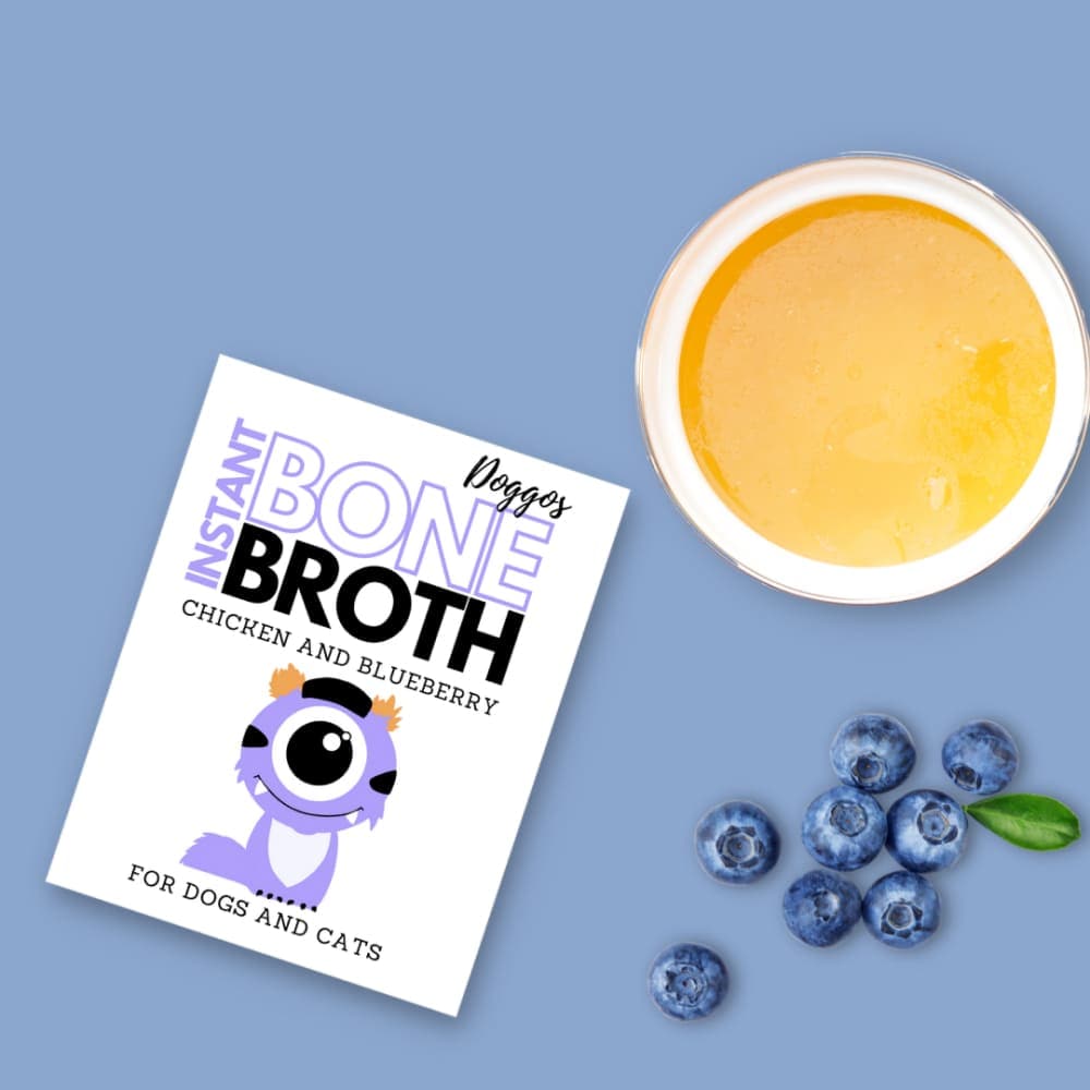 Doggos Instant Chicken Bone Broth with Blueberries for Cats and Dogs (Limited Shelf Life)