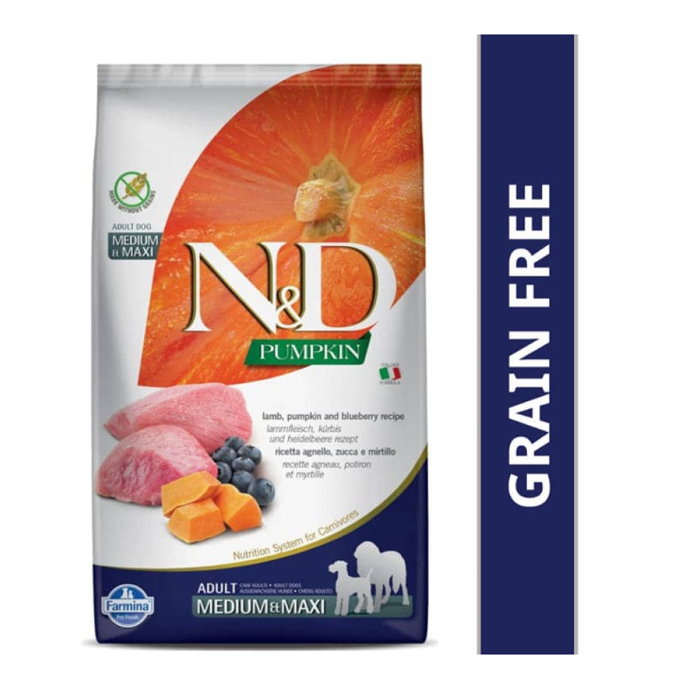 Farmina N&D Pumpkin Lamb & Blueberry Grain Free Adult Medium Maxi Dog Dry Food (Sample)
