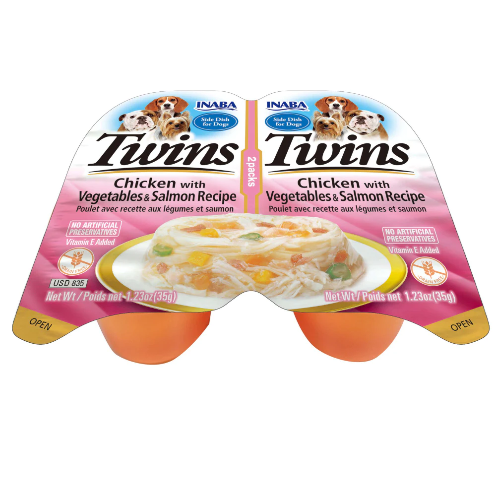 INABA Twins Cup Chicken with Vegetables & Salmon Flavour Dog Wet Food