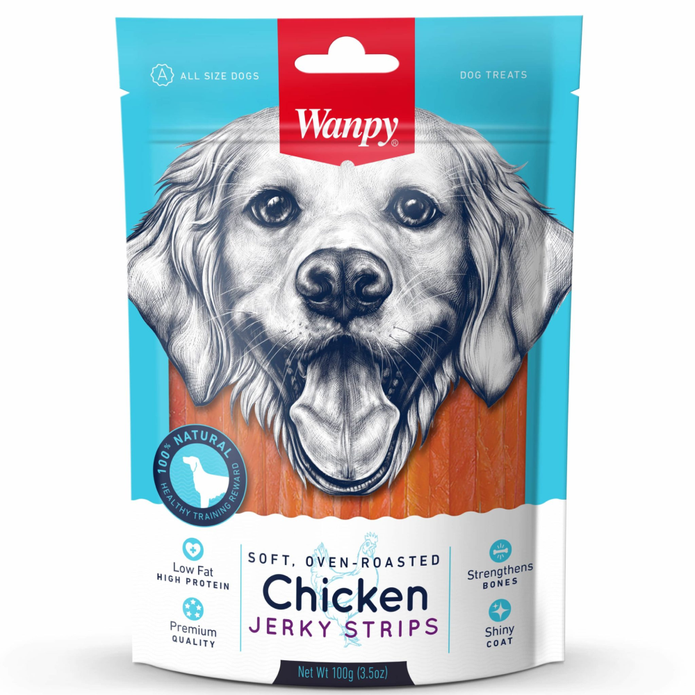 Wanpy Oven Roasted Soft Chicken Jerky Strips Dog Treats (Limited Shelf Life)