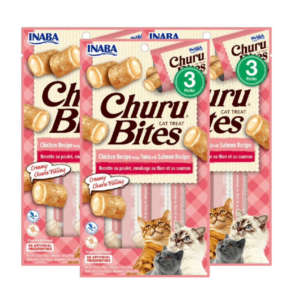 INABA Churu Bites Chicken Recipe Wraps Tuna with Salmon Recipe Cat Treats
