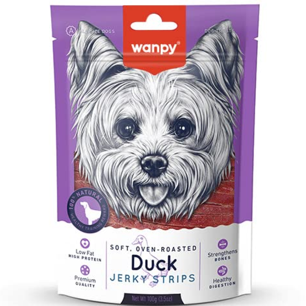 Wanpy Oven Roasted Soft Duck Jerky Strips Dog Treats (Limited Shelf Life)