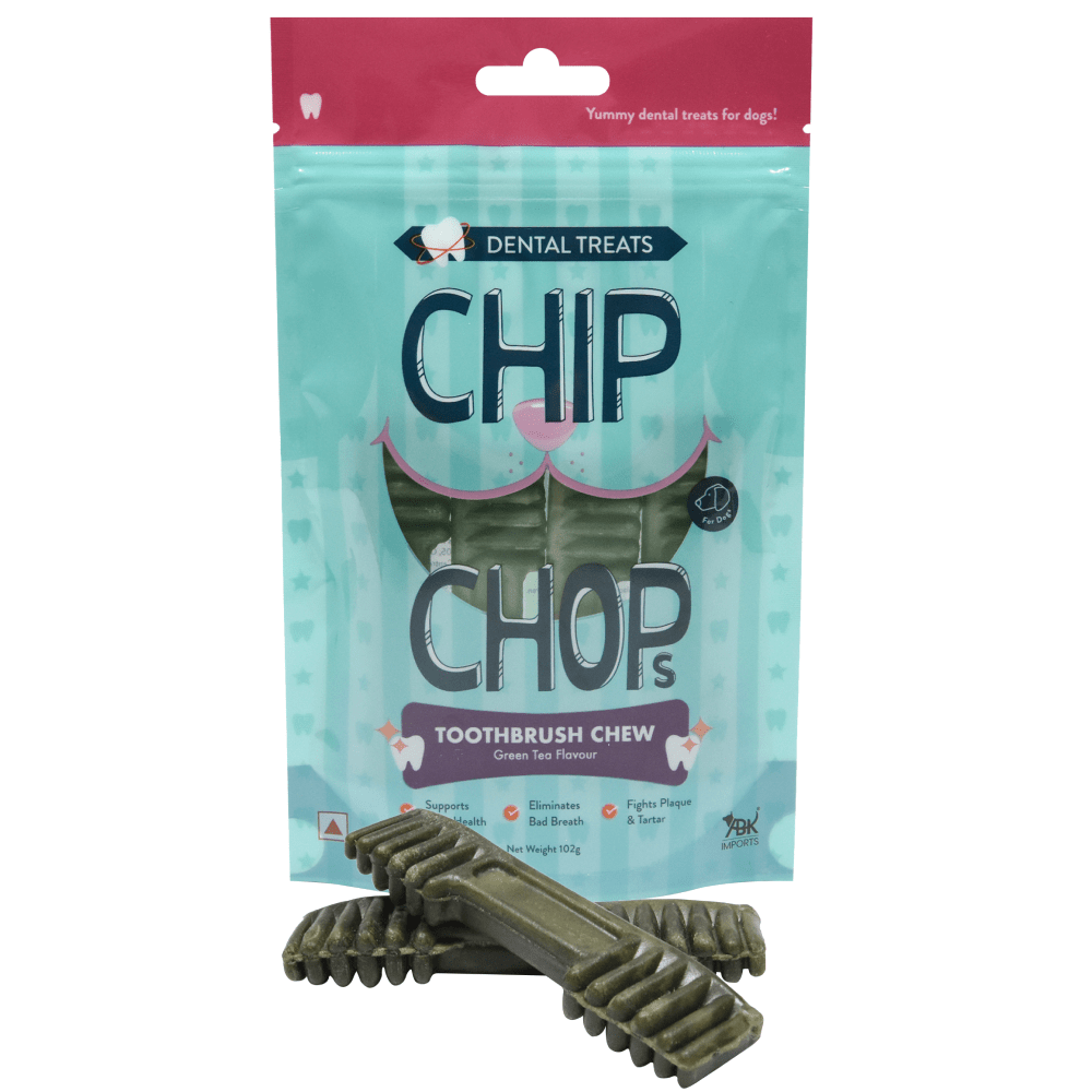 Chip Chops Toothbrush Chew Green Tea Flavored Dog Treats (Limited Shelf Life)