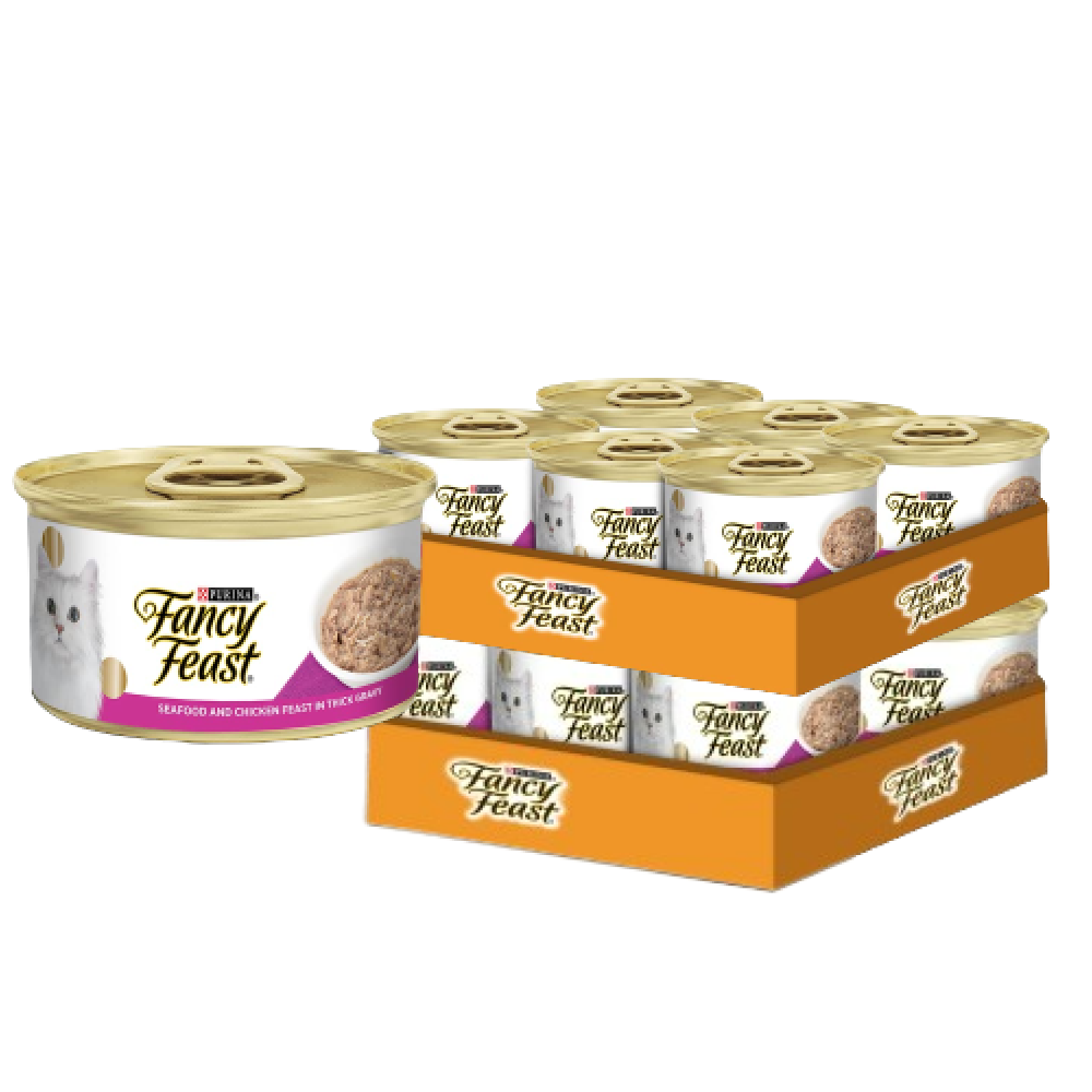 Purina Fancy Feast Seafood and Chicken Feast in Thick Gravy Cat Wet Food (5 + 1 Free)
