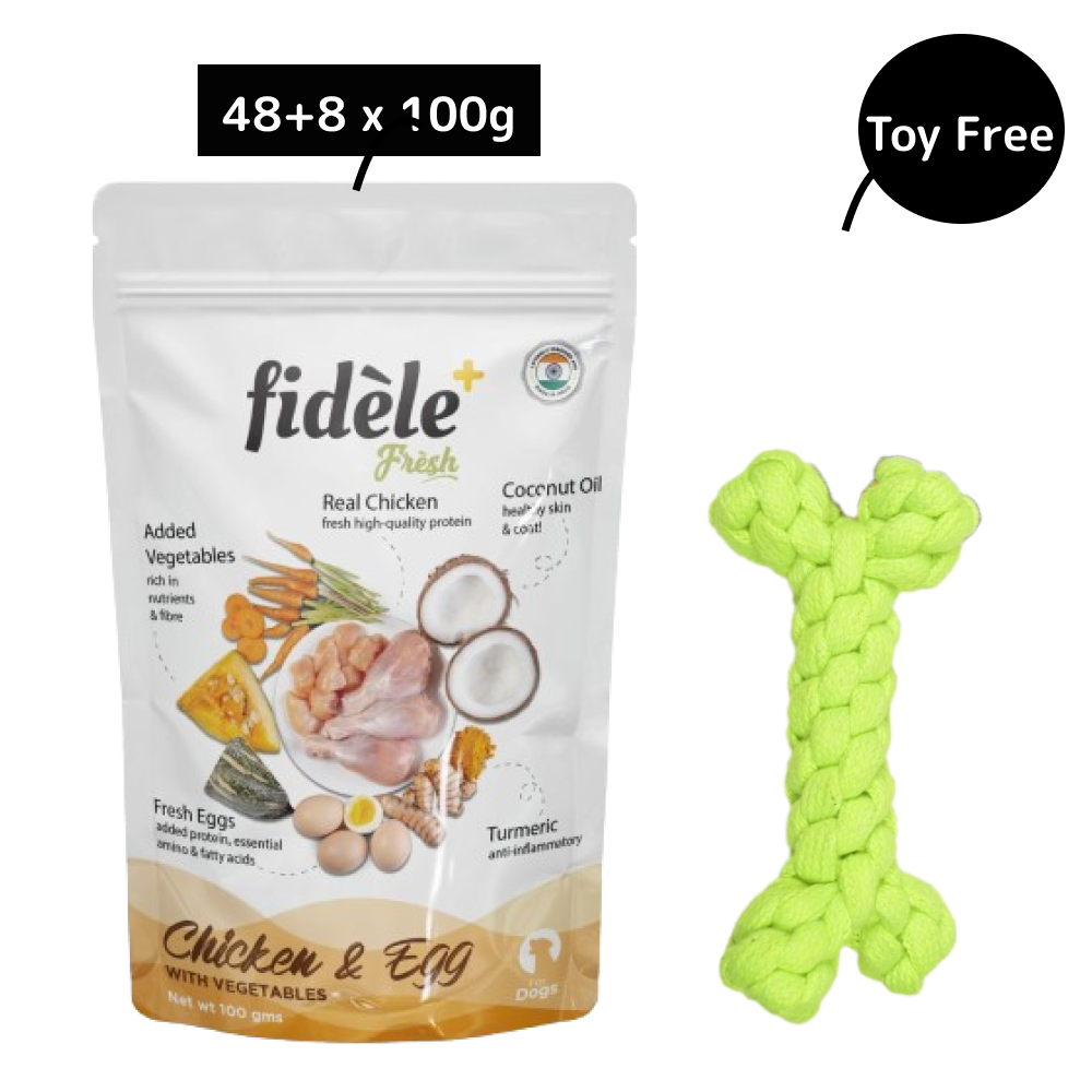 Fidele Plus Fresh Chicken & Egg with Vegetables Dog Wet Food (Get Free Skatrs Toy)