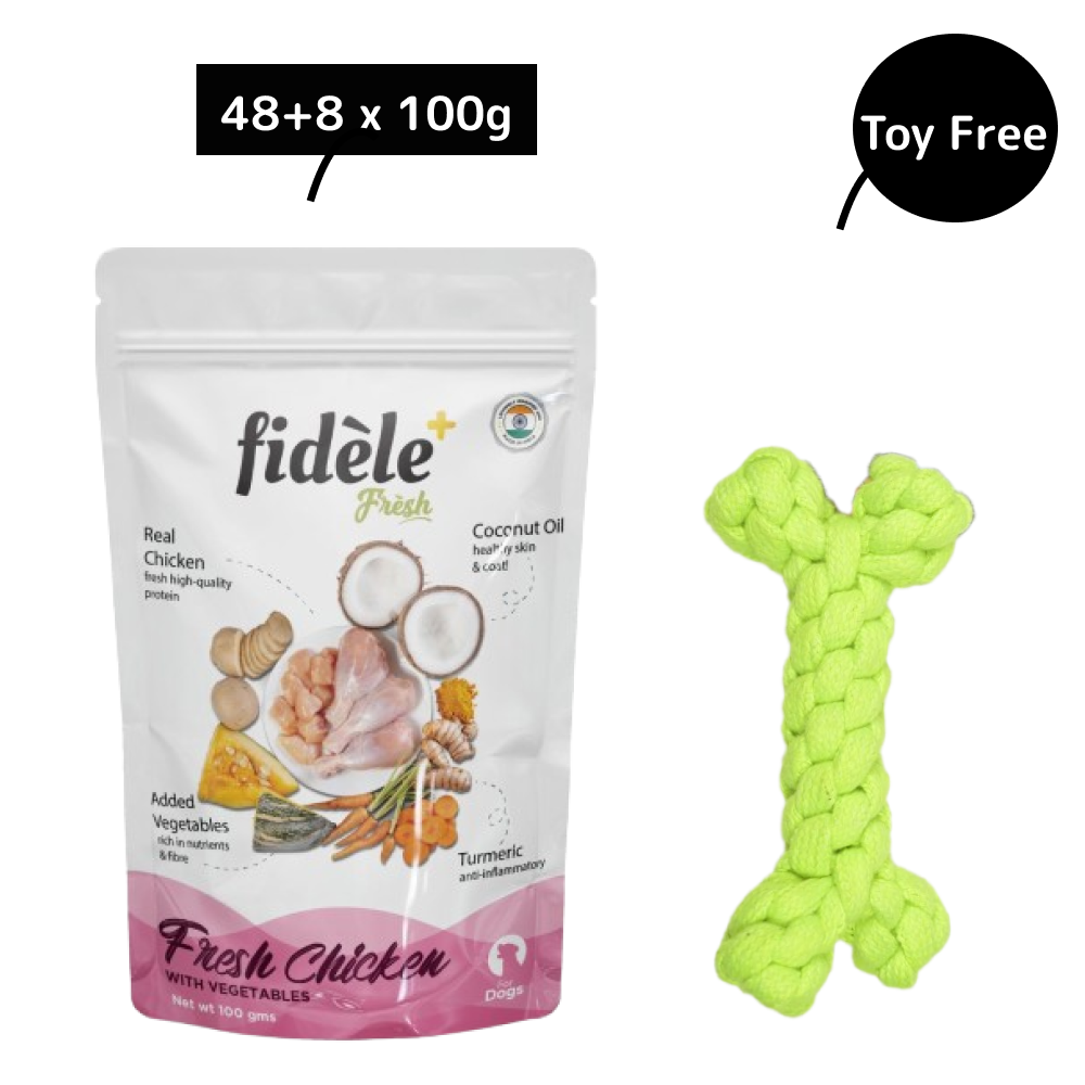 Fidele Plus Fresh Chicken with Vegetables Dog Wet Food (Get Free Skatrs Toy)